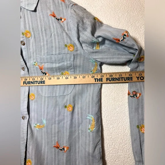 Anthropologie Maeve light blue Embroidered Dress Shirt S - Picture 11 of 12